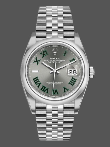 Rolex Datejust 126200 Grey  Wimbledon  dial Stainless Steel 36MM Unisex Replica Watch