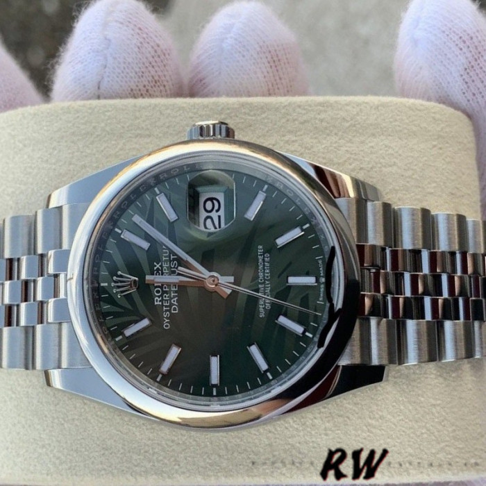 Rolex Datejust 126200 Olive Green Palm Motif Dial 36MM Unisex Replica Watch
