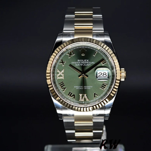 Rolex Datejust 126233 Olive Green Dial Yellow Gold and Oystersteel 36MM Unisex Replica Watch