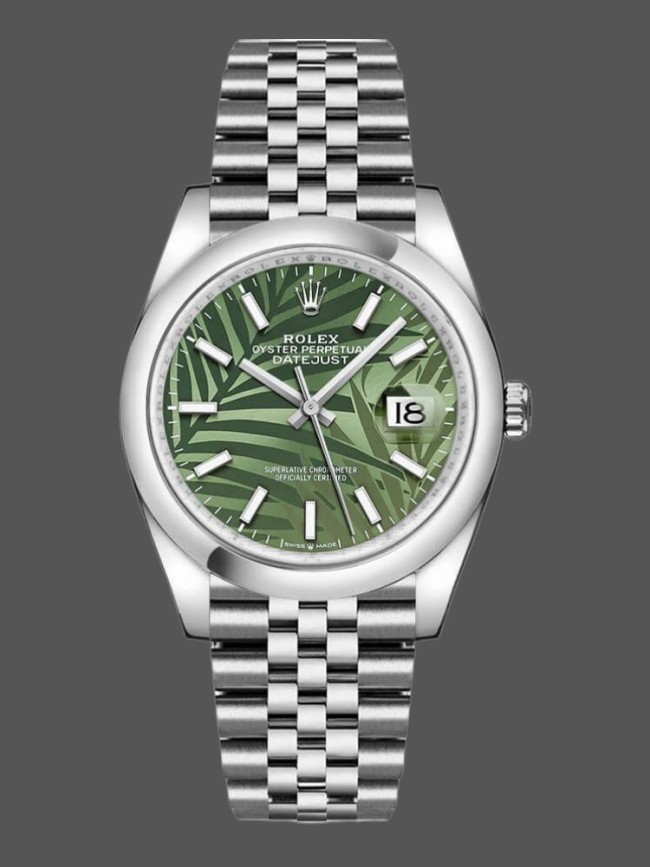 Rolex Datejust 126200 Olive Green Palm Motif Dial 36MM Unisex Replica Watch