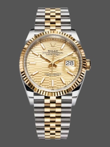 Rolex Datejust 126233 Champagne Motif dial Fluted Bezel 36MM Unisex Replica Watch