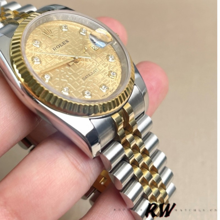 Rolex Datejust 126233 Champagne Jubilee Dial Fluted Bezel 36MM Unisex Replica Watch