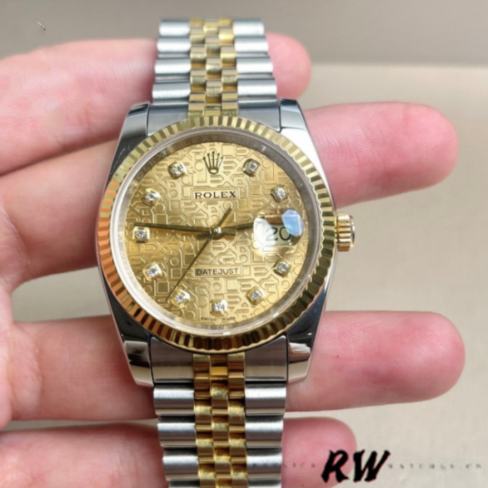 Rolex Datejust 126233 Champagne Jubilee Dial Fluted Bezel 36MM Unisex Replica Watch