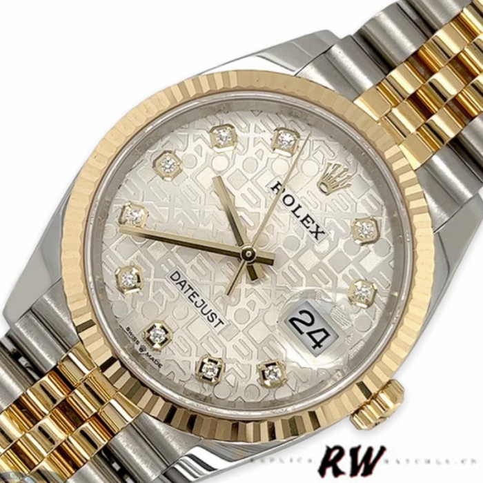 Rolex Datejust 126233 Silver Jubilee Dial Fluted Bezel 36MM Unisex Replica Watch