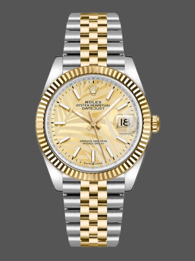 Rolex Datejust 126233 Golden Palm Motif Dial Fluted Bezel 36MM Unisex Replica Watch