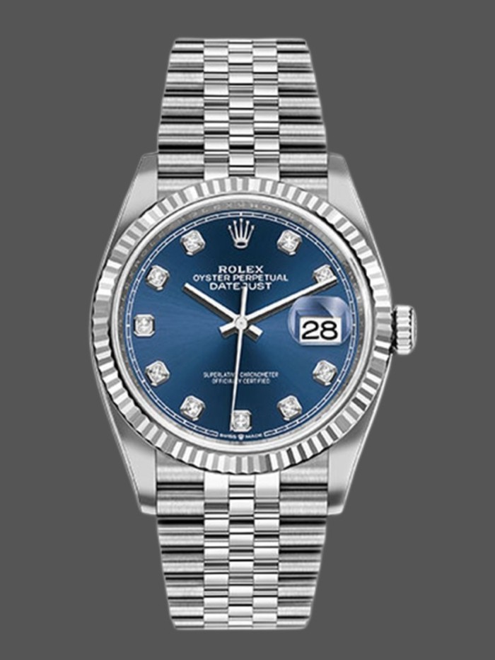 Rolex Datejust 126234 Blue Diamond Dial 36MM Unisex Replica Watch