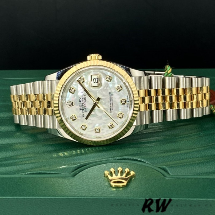 Rolex Datejust 126233 White MOP Diamond Dial Fluted Bezel 36MM Unisex Replica Watch