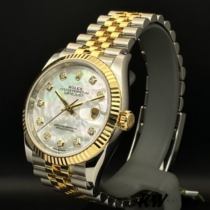 Rolex Datejust 126233 White MOP Diamond Dial Fluted Bezel 36MM Unisex Replica Watch