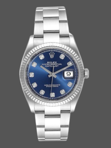 Rolex Datejust 126234 Blue Diamond Dial Stainless Steel 36MM Unisex Replica Watch