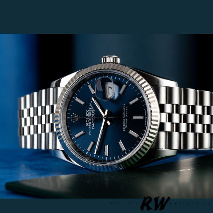 Rolex Datejust 126234 Blue Index Dial Fluted Bezel 36MM Unisex Replica Watch