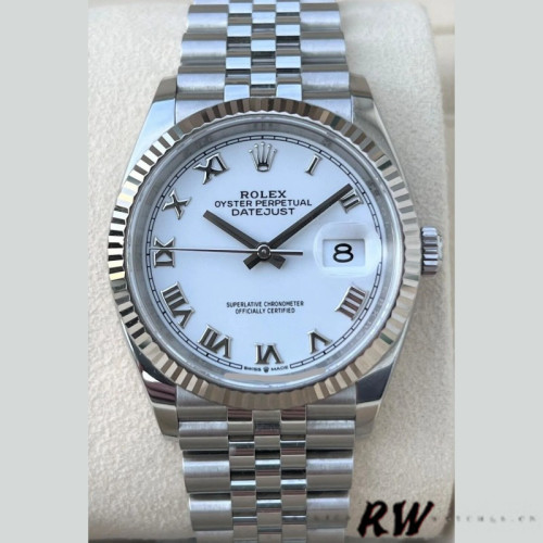 Rolex Datejust 126234 Fluted Bezel White Roman Dial 36MM Unisex Replica Watch
