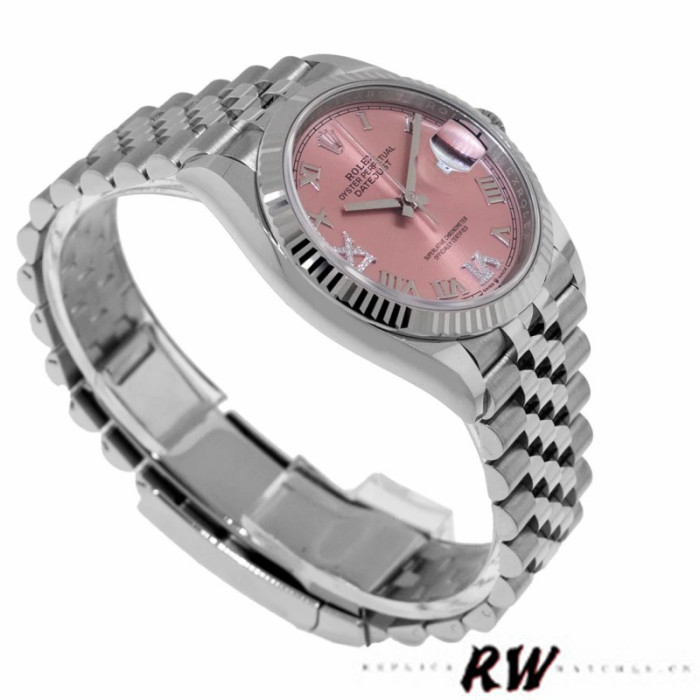 Rolex Datejust 126234 Fluted Bezel Pink Roman Dial 36MM Unisex Replica Watch