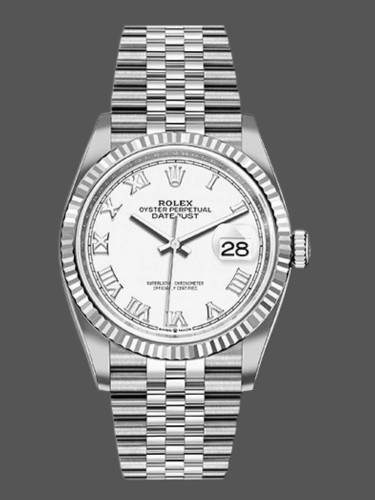 Rolex Datejust 126234 Fluted Bezel White Roman Dial 36MM Unisex Replica Watch