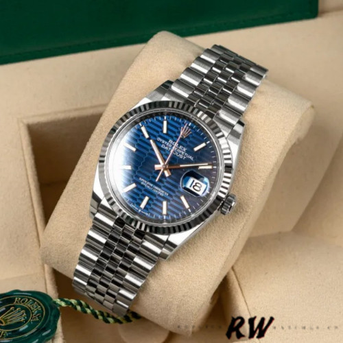 Rolex Datejust 126234 Fluted Bezel Blue Fluted Motif Dial 36MM Unisex Replica Watch