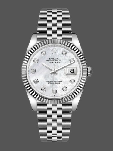 Rolex Datejust 126234 White Mother of Pearl Diamonds Dial 36MM Unisex Replica Watch