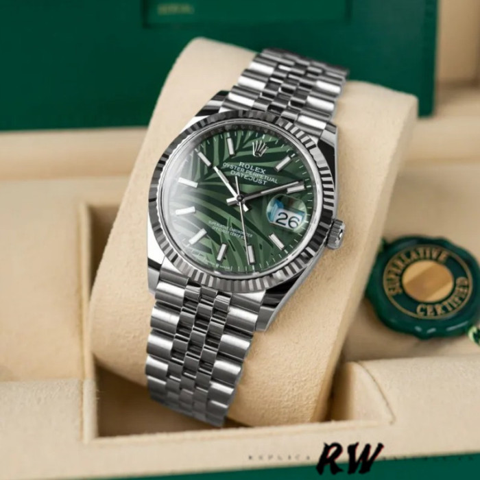 Rolex Datejust 126234 Olive Green Palm Motif Dial 36MM Unisex Replica Watch