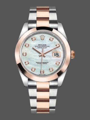 Rolex Datejust 126301 White MOP Diamond Dial Steel Rose Gold 41MM Mens Replica Watch