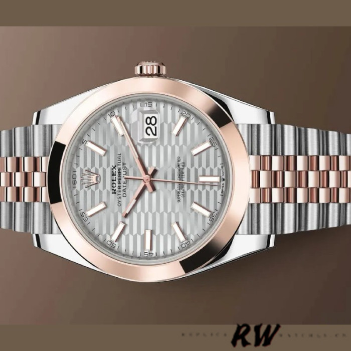 Rolex Datejust 126301 Rose Gold Slate Grey Fluted Motif Dial 41MM Mens Replica Watch