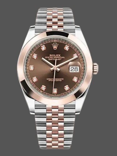 Rolex Datejust 126301 Rose Gold Chocolate Brown Diamonds Dial 41MM Mens Replica Watch