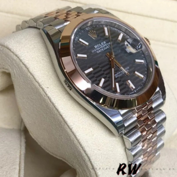 Rolex Datejust 126301 Rose Gold Slate Grey Fluted Motif Dial 41MM Mens Replica Watch