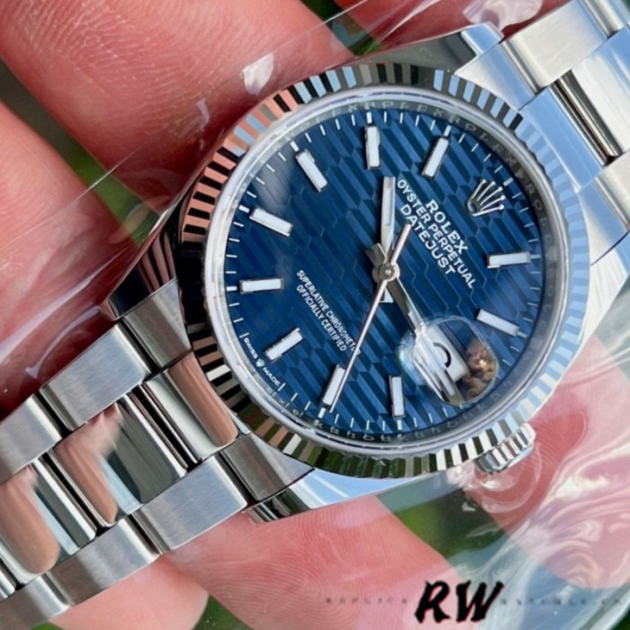 Rolex Datejust 126334 Fluted Bezel Blue Fluted-motif Dial 41MM Mens Replica Watch