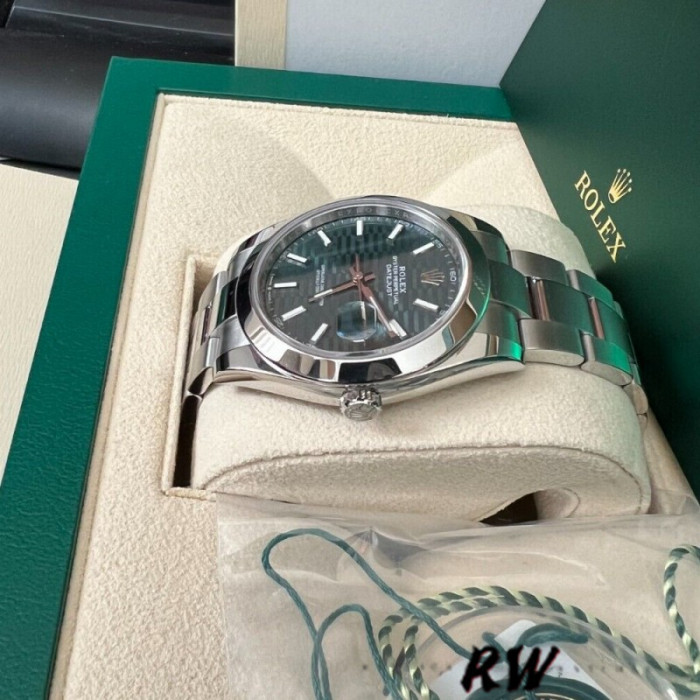 Rolex Datejust 126334 Fluted Bezel Green Motif Dial 41MM Mens Replica Watch