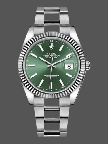 Rolex Datejust 126334 Fluted Bezel Green Dial 41MM Mens Replica Watch