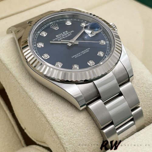 Rolex Datejust 126334 Fluted Bezel Blue Diamond Dial 41MM Mens Replica Watch