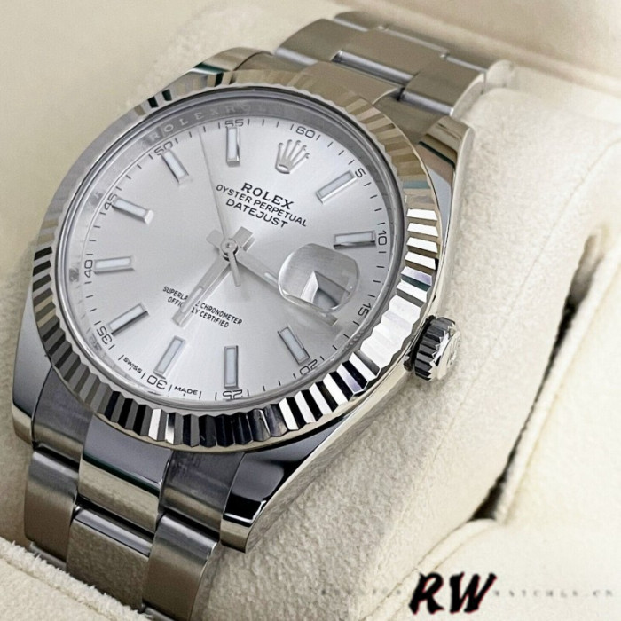 Rolex Datejust 126334 Fluted Bezel Silver Dial 41MM Mens Replica Watch