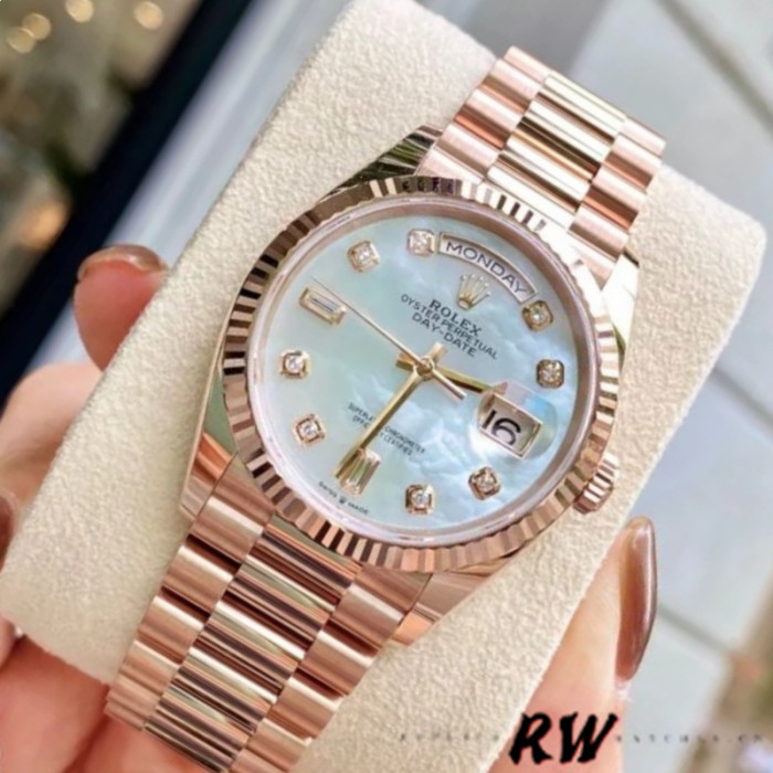 Rolex Day-Date 128235 Everose Gold MOP Dial 36MM Unisex Replica Watch