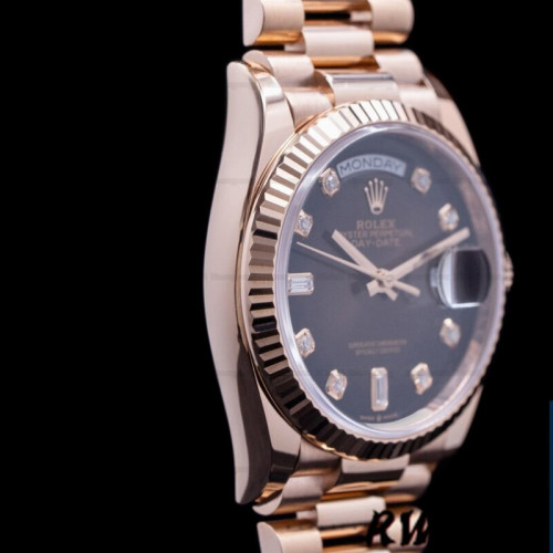 Rolex Day-Date 128235 Everose Gold Brown Ombre Diamond Dial 36MM Unisex Replica Watch