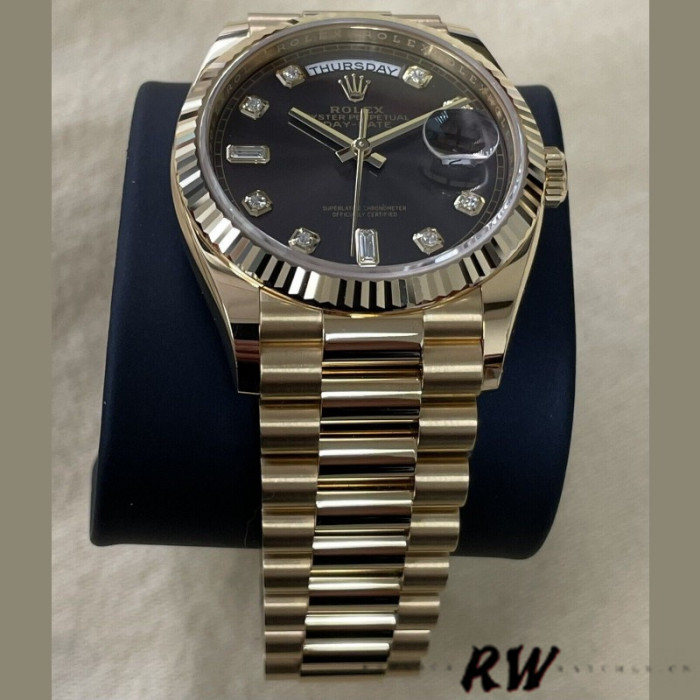 Rolex Day-Date 128238 Fluted Bezel Dark Grey Dial 36MM Unisex Replica Watch