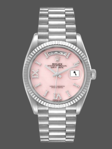 Rolex Day-Date 128239 White Gold Pink Opal Dial 36MM Unisex Replica Watch