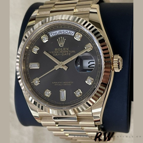 Rolex Day-Date 128238 Fluted Bezel Dark Grey Dial 36MM Unisex Replica Watch