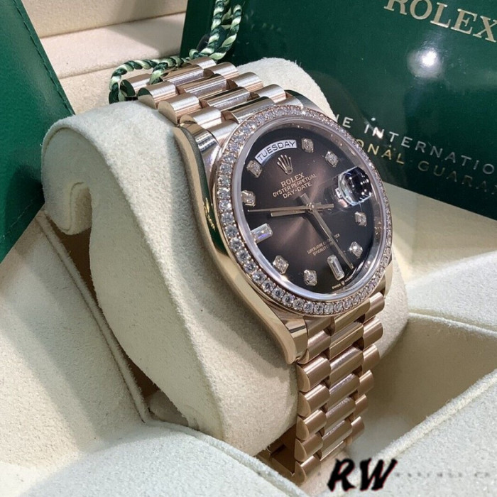 Rolex Day-Date 128345RBR Brown Ombre Dial Everose Gold 36MM Unisex Replica Watch