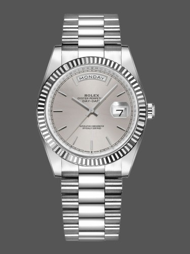 Rolex Day-Date 128239 White Gold Silver Index Dial 36MM Unisex Replica Watch