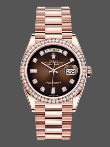 Rolex Day-Date 128345RBR Brown Ombre Dial Everose Gold 36MM Unisex Replica Watch