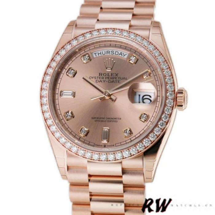 Rolex Day-Date 128345RBR Champagne Rose Dial Everose Gold 36MM Unisex Replica Watch