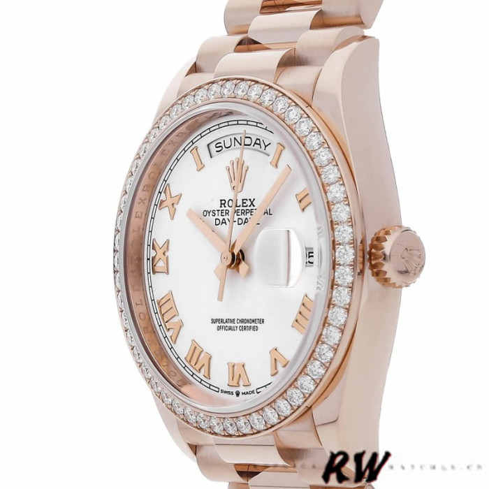 Rolex Day-Date 128345RBR White Dial Everose Gold 36MM Unisex Replica Watch