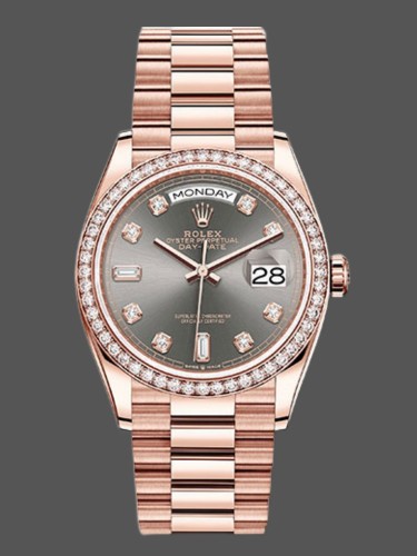 Rolex Day-Date 128345RBR Slate Dial Everose Gold 36MM Unisex Replica Watch