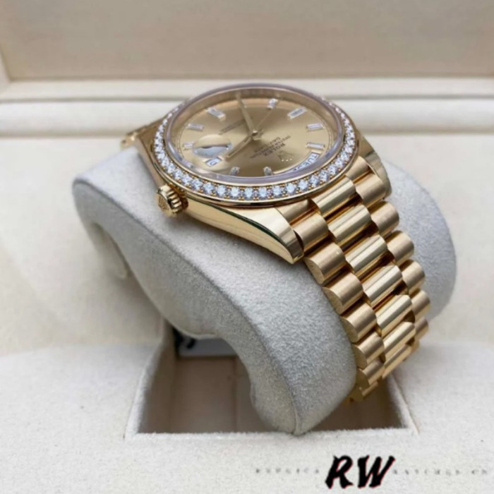 Rolex Day-Date 128348RBR Champagne Index Dial Yellow Gold 36MM Unisex Replica Watch