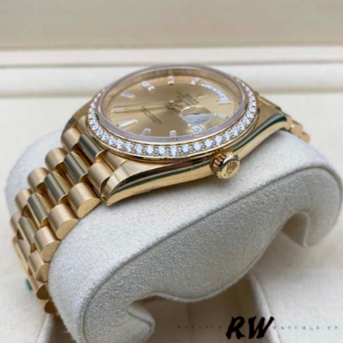 Rolex Day-Date 128348RBR Champagne Index Dial Yellow Gold 36MM Unisex Replica Watch