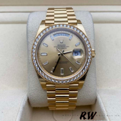 Rolex Day-Date 128348RBR Champagne Index Dial Yellow Gold 36MM Unisex Replica Watch