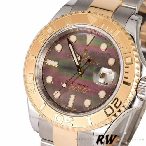 Rolex Yachtmaster 16623 Steel Yellow Gold Black MOP Dial 40MM Mens Replica Watch