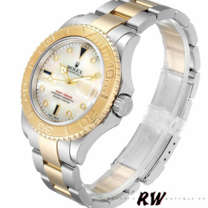 Rolex Yachtmaster 16623 Steel Yellow Gold Mother of Pearl White Dial 40MM Mens Replica Watch