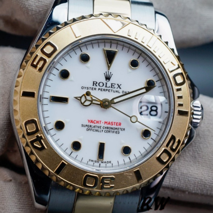 Rolex Yacht-Master 168623 Steel Yellow Gold White Dial 35MM Unisex Replica Watch