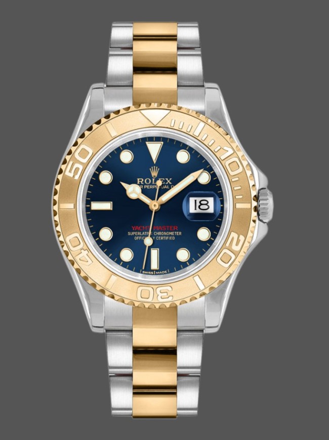 Rolex Yacht-Master 168623 Steel and Gold Blue Dial 35MM Unisex Replica Watch