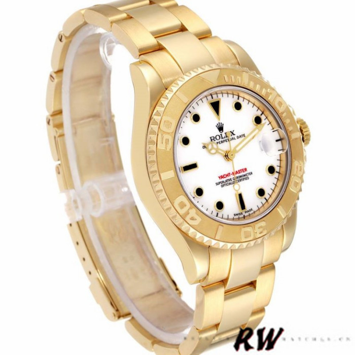 Rolex Yacht-Master 168628 White Dial Yellow Gold 35MM Unisex Replica Watch