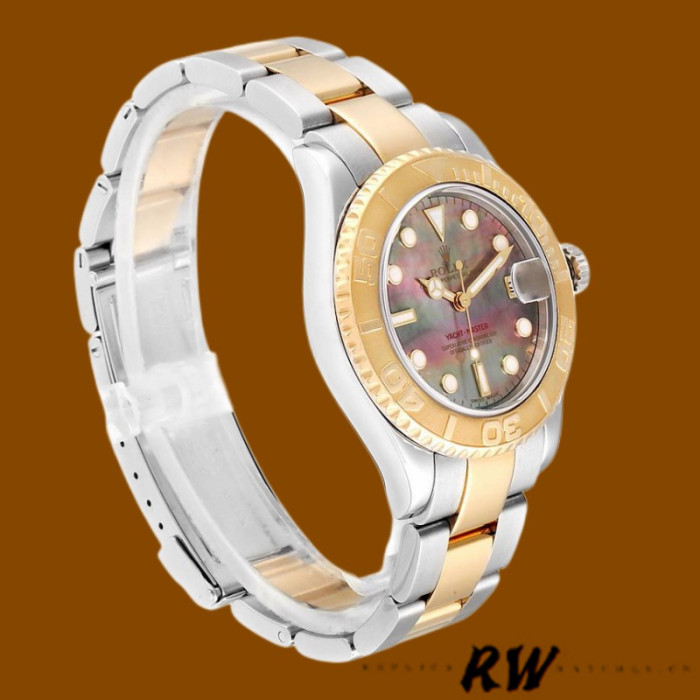 Rolex Yacht-Master 168623 Steel Yellow Gold Black MOP Dial 35MM Unisex Replica Watch