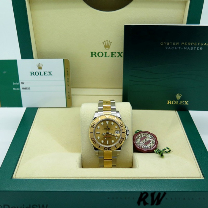 Rolex Yacht-Master 168623 Steel Yellow Gold Champagne Dial 35MM Unisex Replica Watch